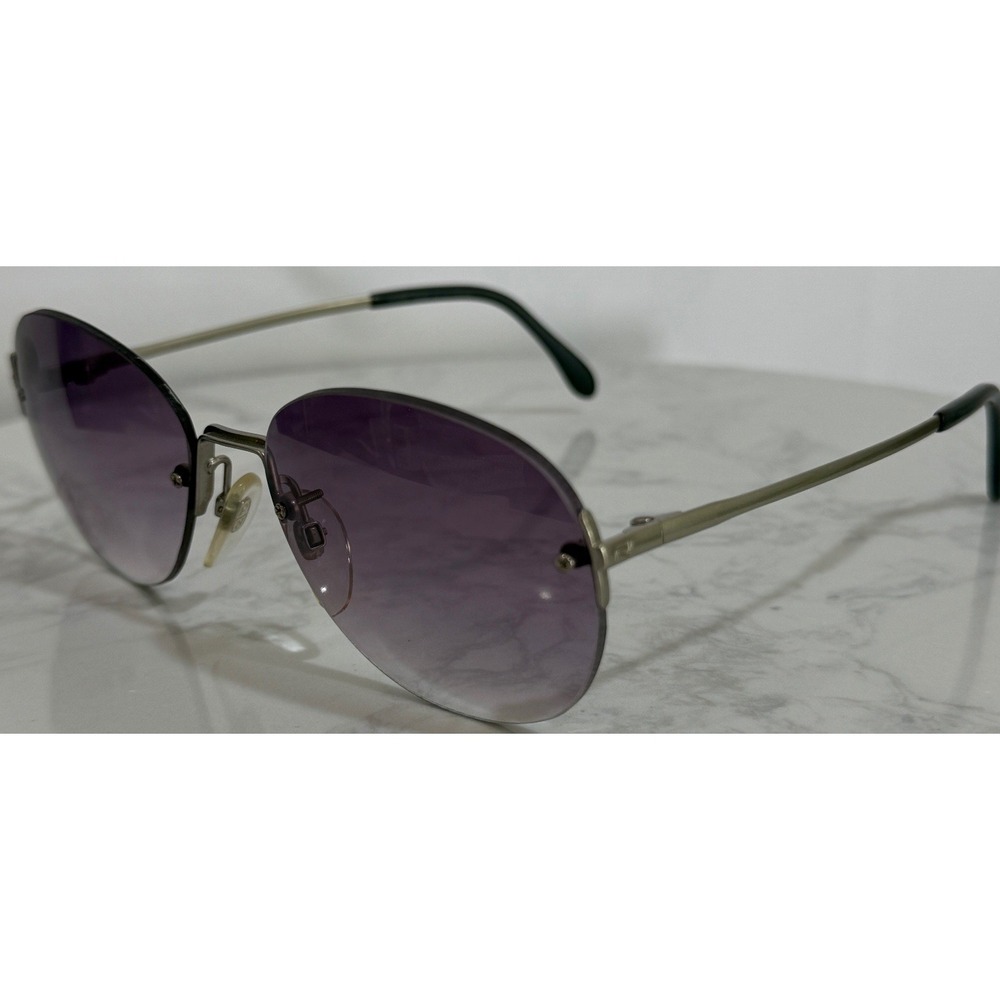 Mr. R Sunglasses Women's Silver Purple Rimless Oval 140mm Temple Gradient